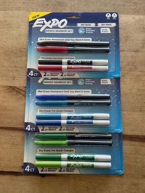 Expo Mixed Marker Set 4 Count Fine Tip Assorted Colors Lot of 3 Packs